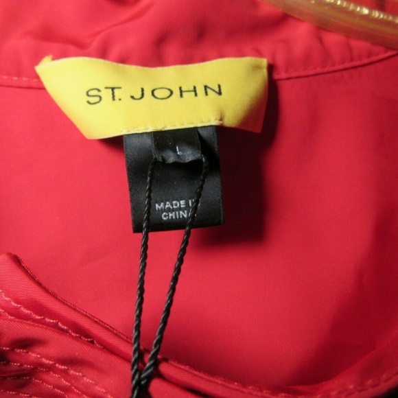 ST. JOHN Red Full Zip Solid Casual Jacket Blazer L - Picture 5 of 8